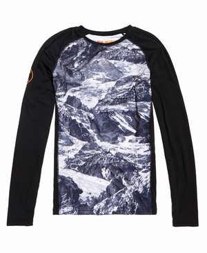 Superdry Carbon Baselayer Crew Férfi Baselayers Fekete/Fehér | WALPQ4018